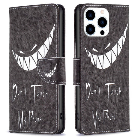 EIDERWOOD iPhone 16 Pro Læder Cover m. Pung & Ståfunktion - "Don't Touch My Phone"