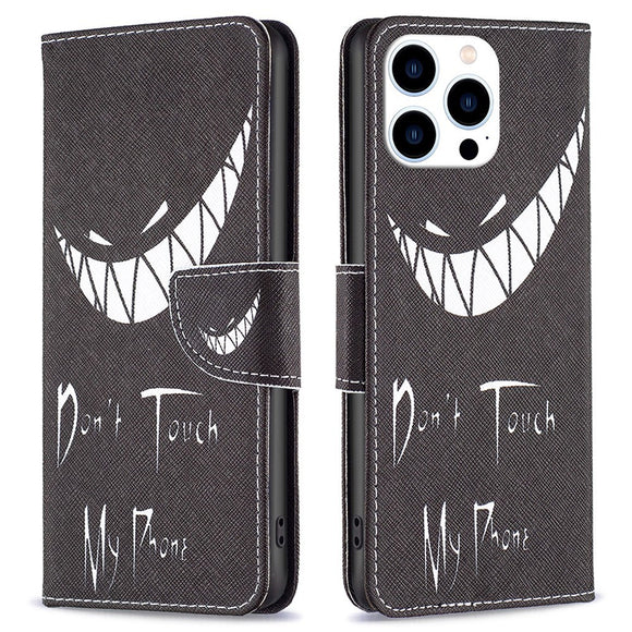 EIDERWOOD iPhone 16 Pro Læder Cover m. Pung & Ståfunktion - "Don't Touch My Phone"