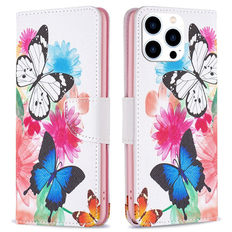 EIDERWOOD iPhone 16 Pro Læder Cover m. Pung & Ståfunktion - To Sommerfugle
