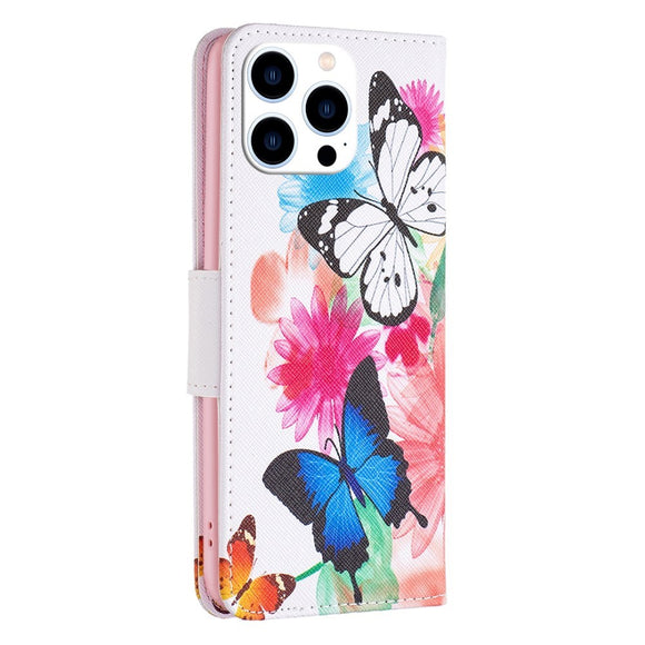 EIDERWOOD iPhone 16 Pro Læder Cover m. Pung & Ståfunktion - To Sommerfugle