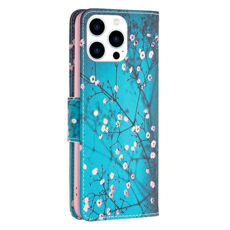 EIDERWOOD iPhone 16 Pro Læder Cover m. Pung & Ståfunktion - Træ Med Blomster