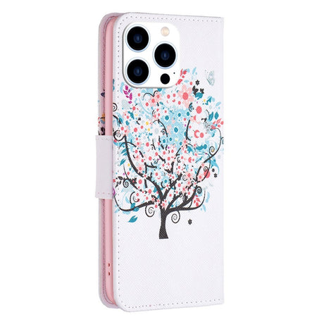 EIDERWOOD iPhone 16 Pro Læder Cover m. Pung & Ståfunktion - Blomster Træ