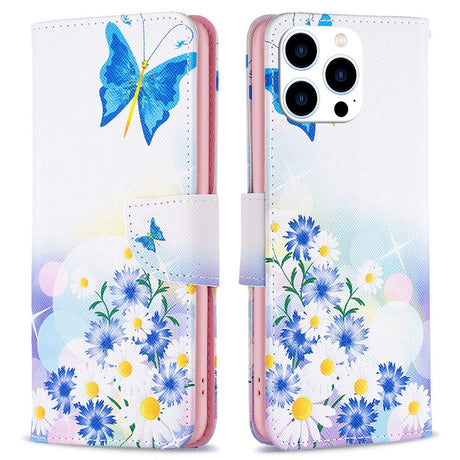 EIDERWOOD iPhone 16 Pro Læder Cover m. Pung & Ståfunktion - Sommerfugl & Blomster