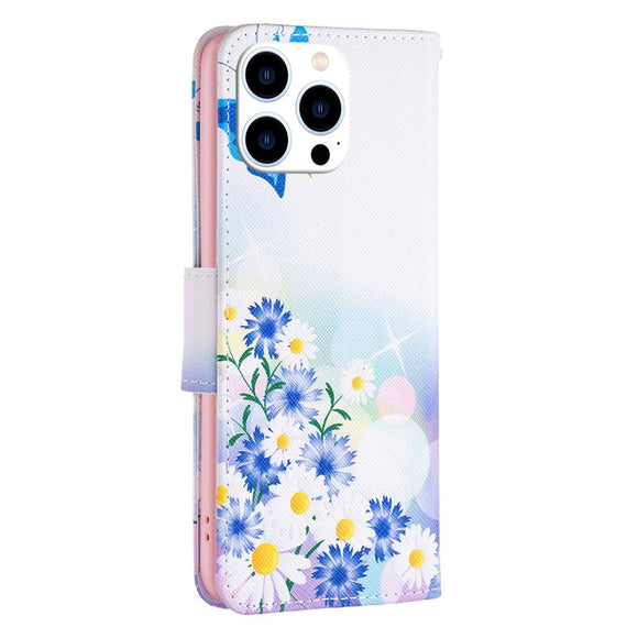 EIDERWOOD iPhone 16 Pro Læder Cover m. Pung & Ståfunktion - Sommerfugl & Blomster