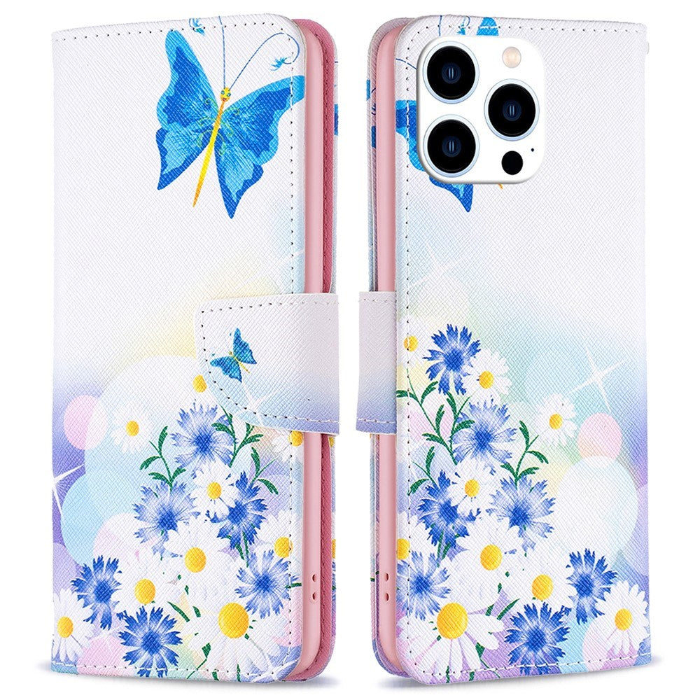 EIDERWOOD iPhone 16 Pro Max Læder Cover m. Pung & Ståfunktion - Sommerfugl & Blomster