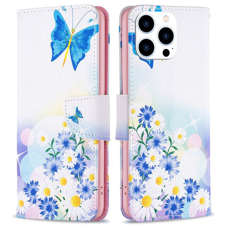 EIDERWOOD iPhone 16 Pro Max Læder Cover m. Pung & Ståfunktion - Sommerfugl & Blomster