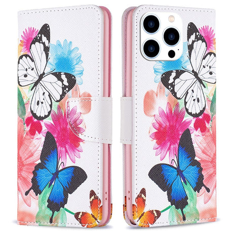 EIDERWOOD iPhone 16 Pro Max Læder Cover m. Pung & Ståfunktion - To Sommerfugle