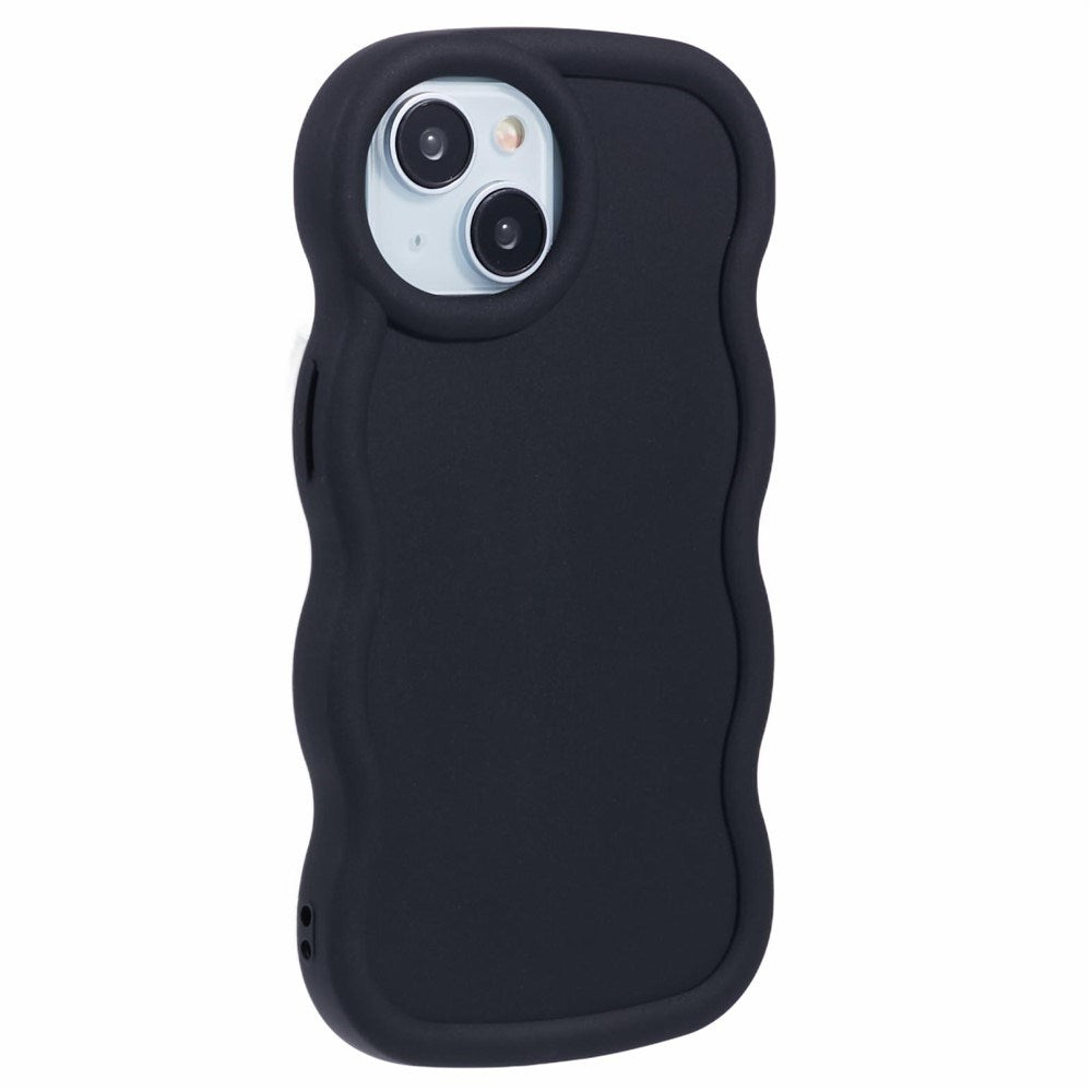 iPhone 15 EIDERWOOD Fleksibelt Plastik Wavy Cover - Sort