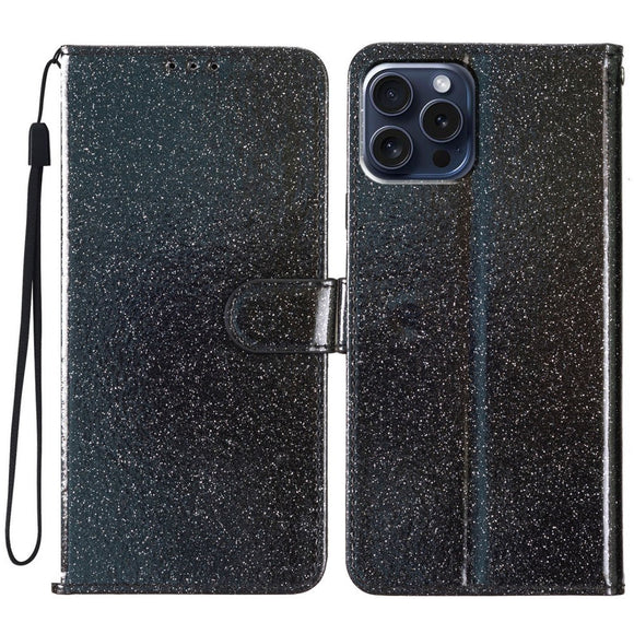 EIDERWOOD iPhone 16 Pro Læder Cover m. Pung & Strop - Glimmer - Sort
