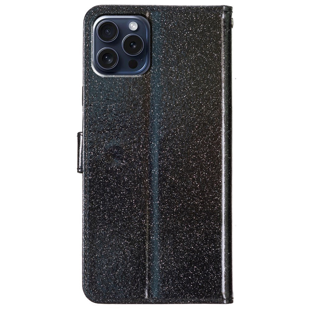 EIDERWOOD iPhone 16 Pro Læder Cover m. Pung & Strop - Glimmer - Sort