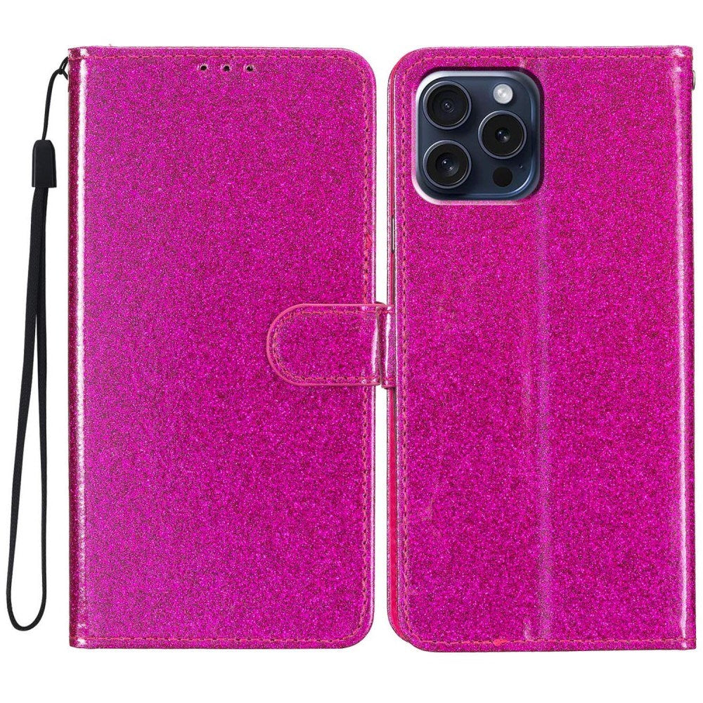 EIDERWOOD iPhone 16 Pro Læder Cover m. Pung & Strop - Glimmer - Pink