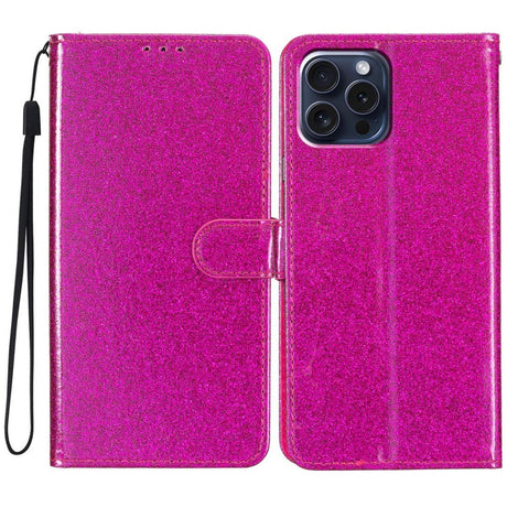 EIDERWOOD iPhone 16 Pro Læder Cover m. Pung & Strop - Glimmer - Pink