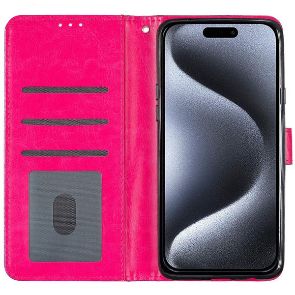 EIDERWOOD iPhone 16 Pro Læder Cover m. Pung & Strop - Glimmer - Pink