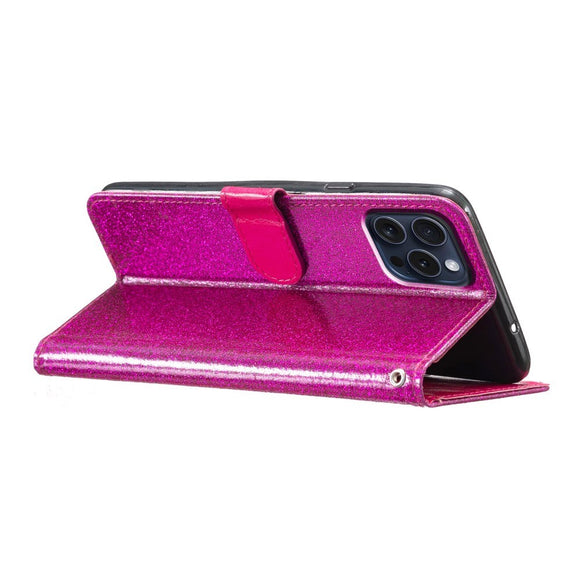 EIDERWOOD iPhone 16 Pro Læder Cover m. Pung & Strop - Glimmer - Pink
