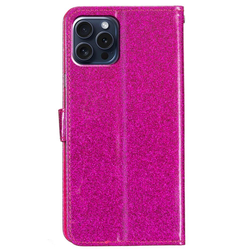 EIDERWOOD iPhone 16 Pro Læder Cover m. Pung & Strop - Glimmer - Pink