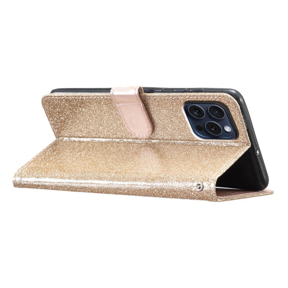 EIDERWOOD iPhone 16 Pro Læder Cover m. Pung & Strop - Glimmer - Guld