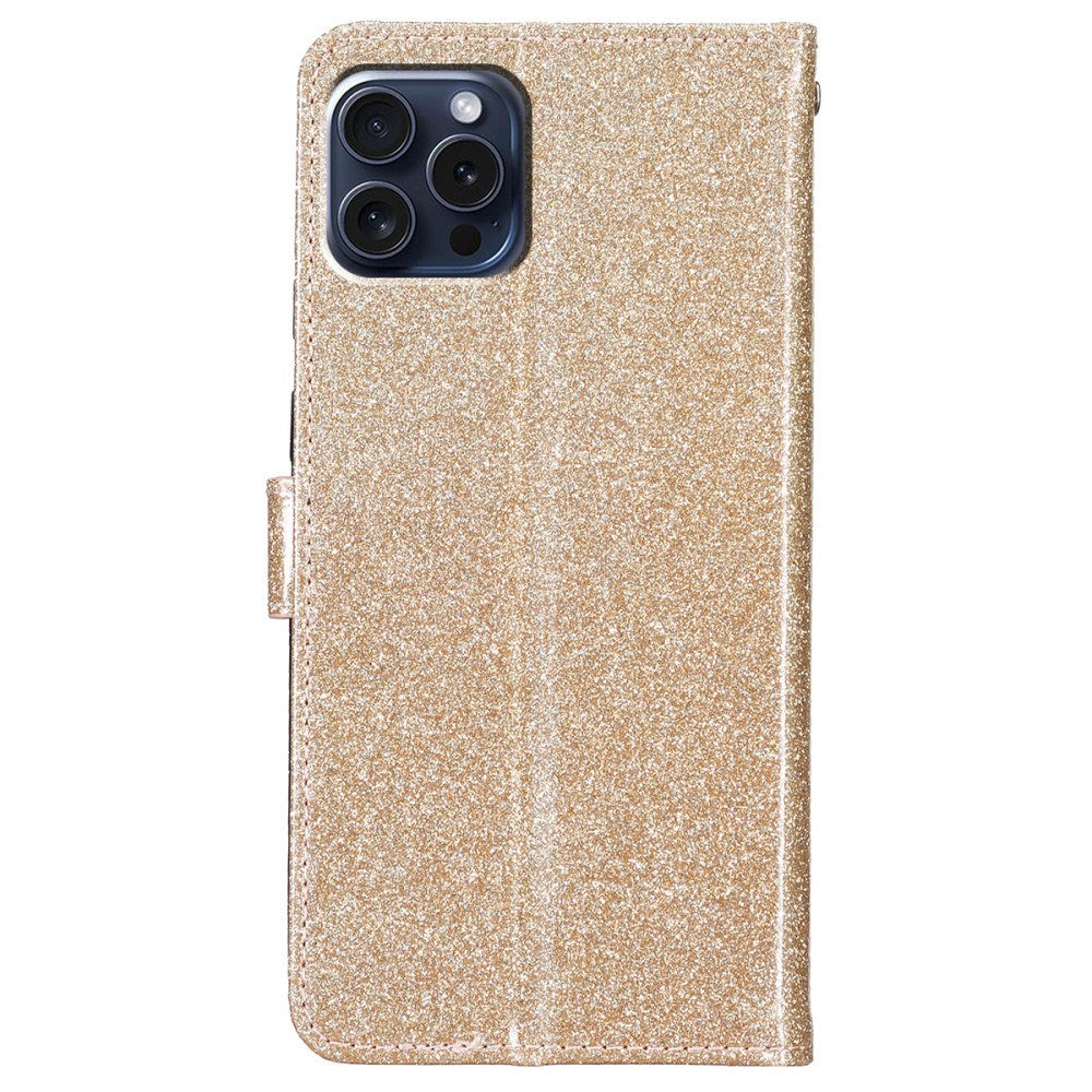 EIDERWOOD iPhone 16 Pro Læder Cover m. Pung & Strop - Glimmer - Guld