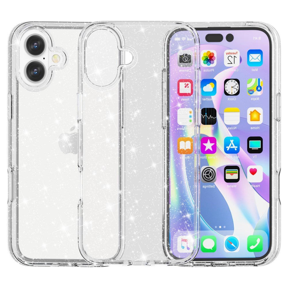 EIDERWOOD iPhone 16 Plus Hybrid Plastik Cover - Hvid Glitter