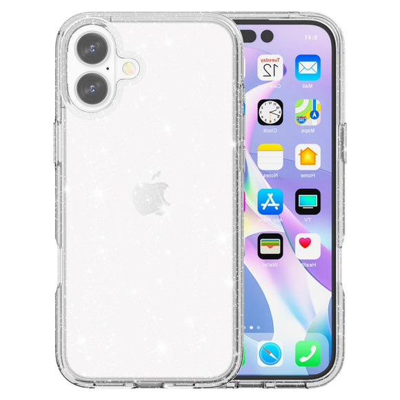 EIDERWOOD iPhone 16 Plus Hybrid Plastik Cover - Hvid Glitter