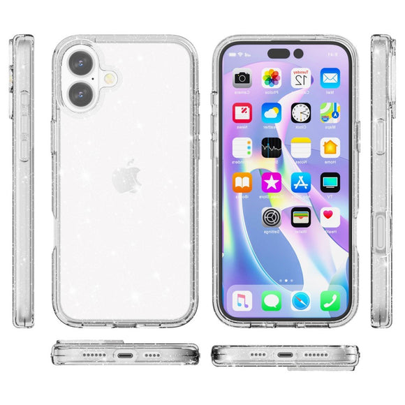 EIDERWOOD iPhone 16 Plus Hybrid Plastik Cover - Hvid Glitter