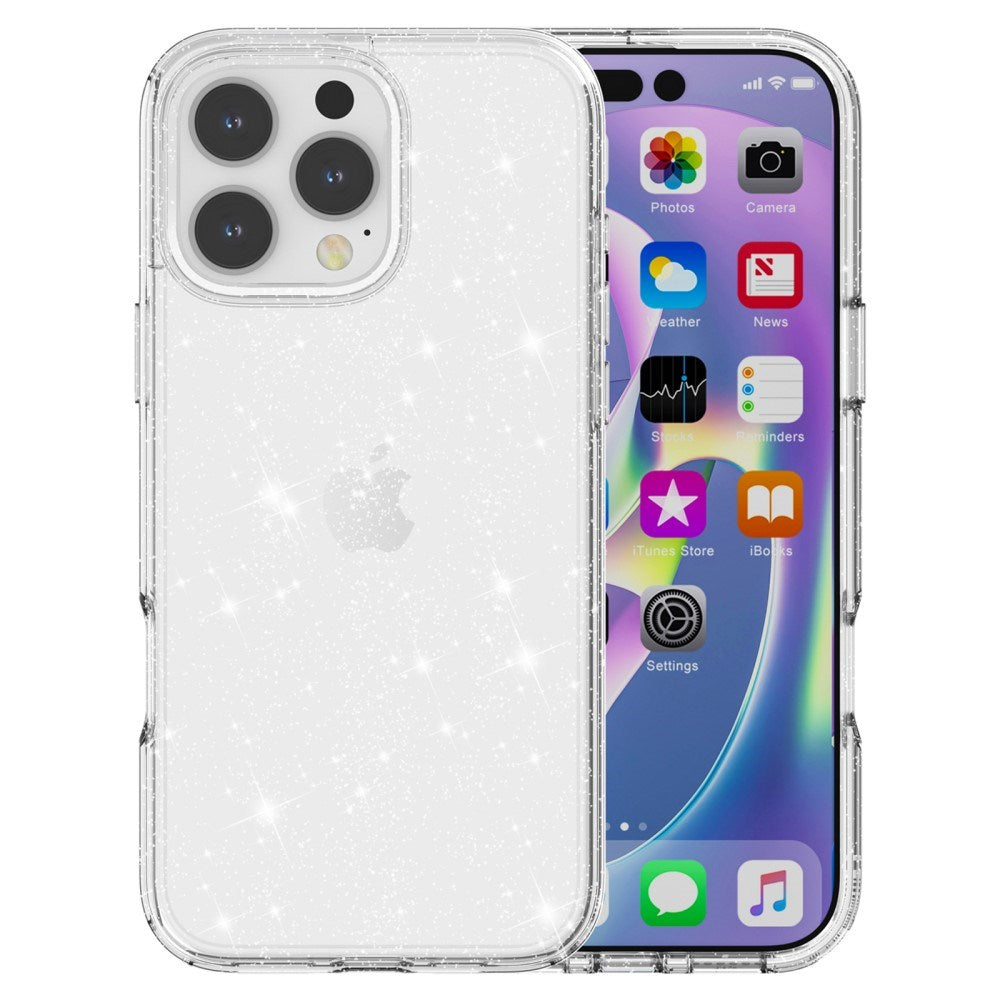 EIDERWOOD iPhone 16 Pro Max Hybrid Plastik Cover - Hvid Glitter
