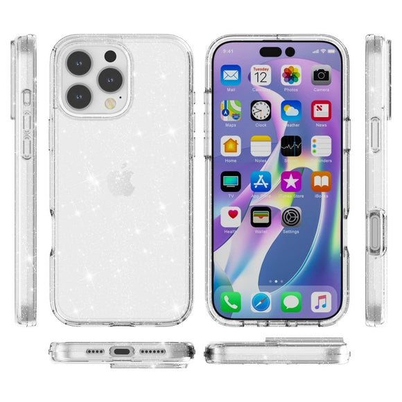 EIDERWOOD iPhone 16 Pro Max Hybrid Plastik Cover - Hvid Glitter