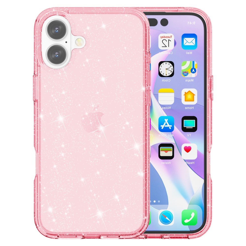 EIDERWOOD iPhone 16 Hybrid Plastik Cover - Lyserød Glitter