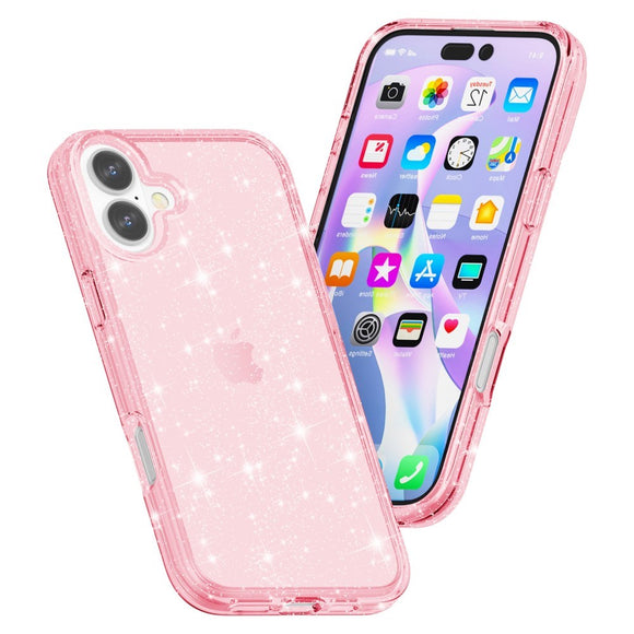 EIDERWOOD iPhone 16 Hybrid Plastik Cover - Lyserød Glitter