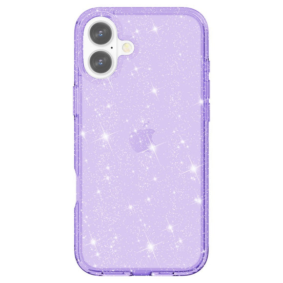 EIDERWOOD iPhone 16 Hybrid Plastik Cover - Lilla Glitter