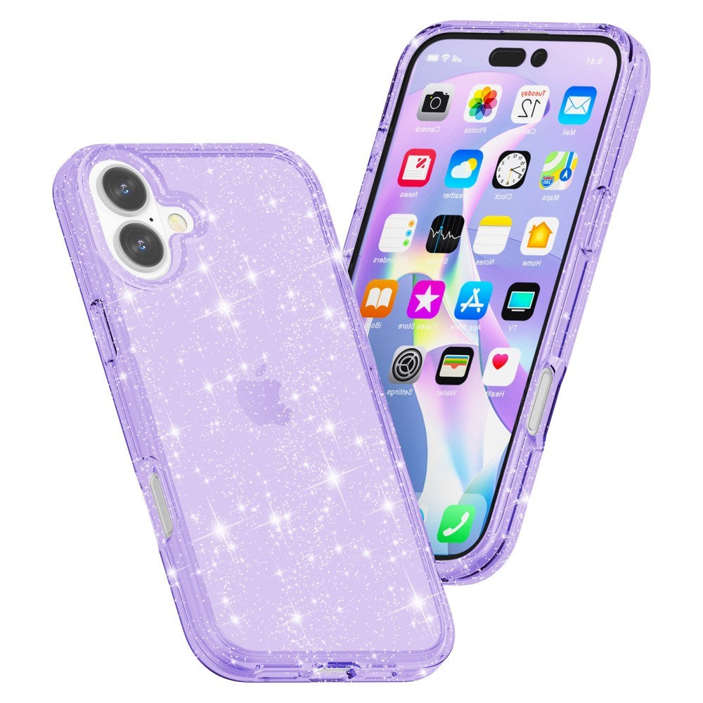 EIDERWOOD iPhone 16 Hybrid Plastik Cover - Lilla Glitter