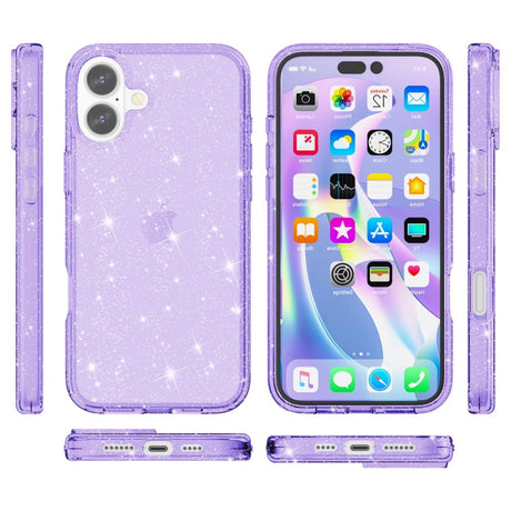 EIDERWOOD iPhone 16 Hybrid Plastik Cover - Lilla Glitter
