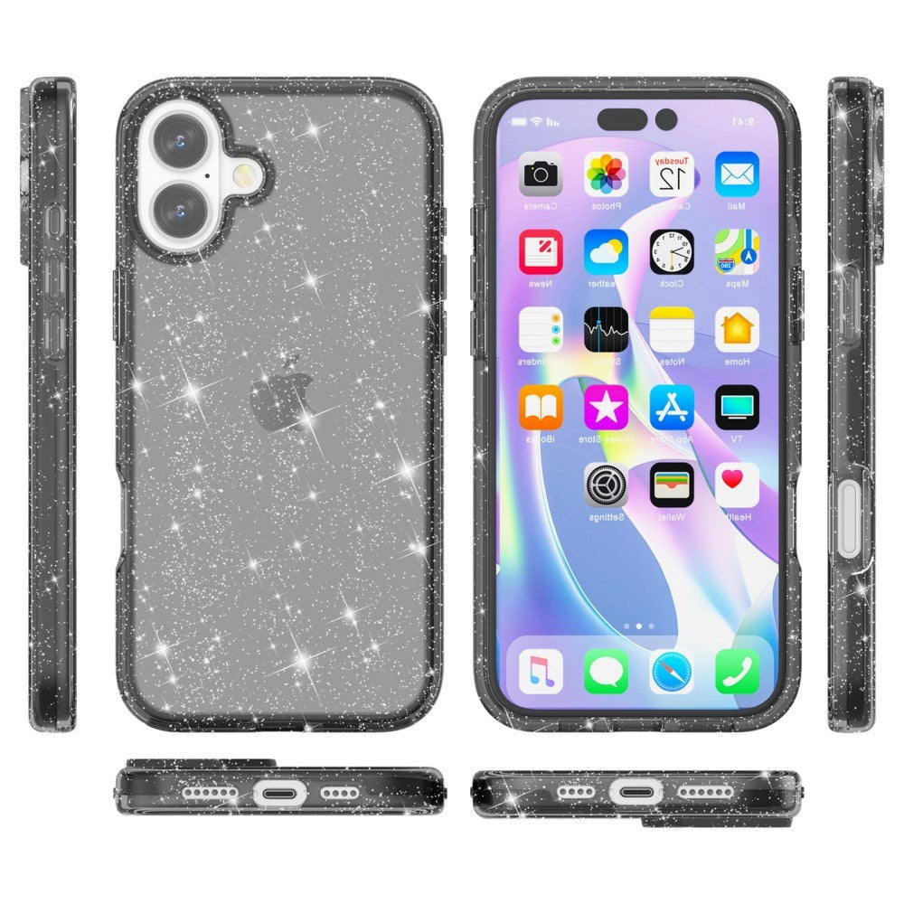 EIDERWOOD iPhone 16 Hybrid Plastik Cover - Sort Glitter