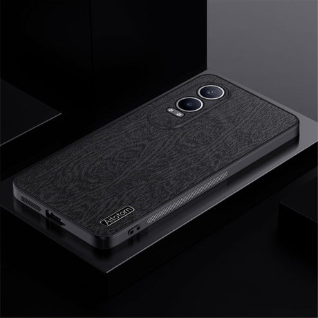 EIDERWOOD OnePlus Nord CE4 Lite (5G) Læderbetrukket Plastik Cover - Træ Tesktur - Sort