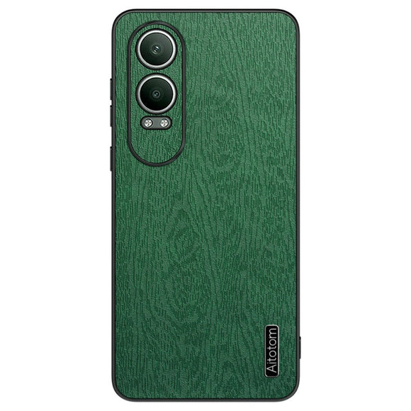 EIDERWOOD OnePlus Nord CE4 Lite (5G) Læderbetrukket Plastik Cover - Træ Tesktur - Grøn