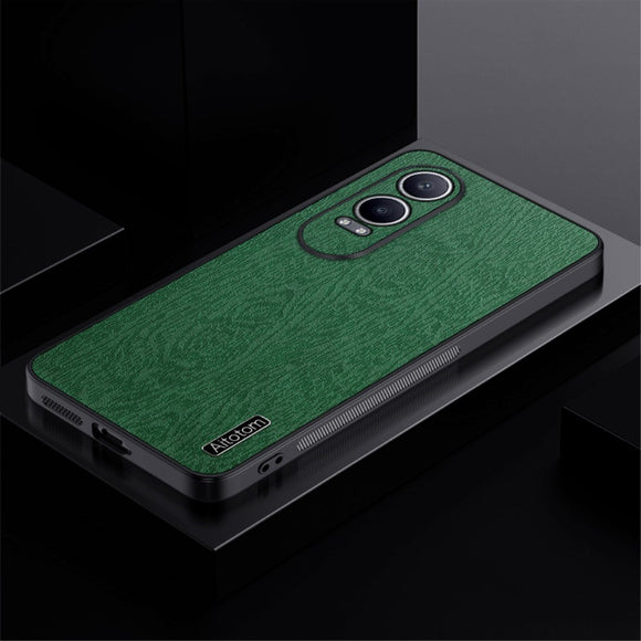EIDERWOOD OnePlus Nord CE4 Lite (5G) Læderbetrukket Plastik Cover - Træ Tesktur - Grøn