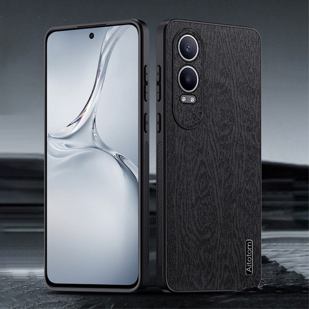 EIDERWOOD OnePlus Nord CE4 Lite (5G) Læderbetrukket Plastik Cover - Træ Tesktur - Grøn