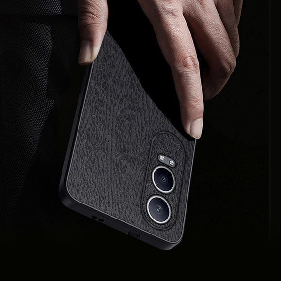EIDERWOOD OnePlus Nord CE4 Lite (5G) Læderbetrukket Plastik Cover - Træ Tesktur - Grøn