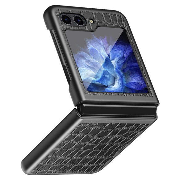 EIDERWOOD Samsung Galaxy Z Flip7 FE / Flip6 Læderbetrukket Plastik Cover m. Tekstur - Sort