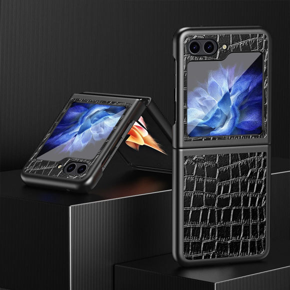 EIDERWOOD Samsung Galaxy Z Flip7 FE / Flip6 Læderbetrukket Plastik Cover m. Tekstur - Sort