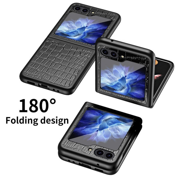 EIDERWOOD Samsung Galaxy Z Flip7 FE / Flip6 Læderbetrukket Plastik Cover m. Tekstur - Sort