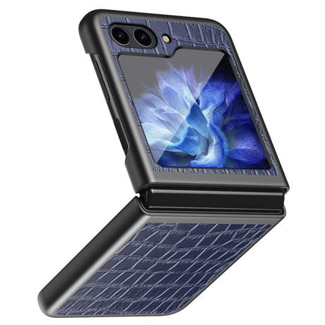 EIDERWOOD Samsung Galaxy Z Flip7 FE / Flip6 Læderbetrukket Plastik Cover m. Tekstur - Blå