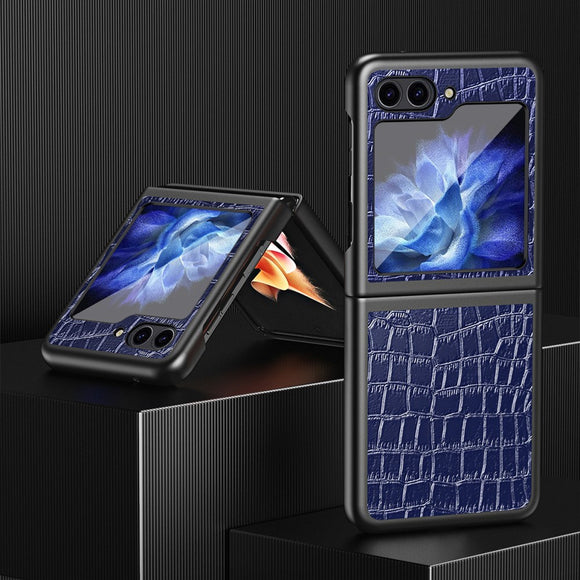 EIDERWOOD Samsung Galaxy Z Flip7 FE / Flip6 Læderbetrukket Plastik Cover m. Tekstur - Blå