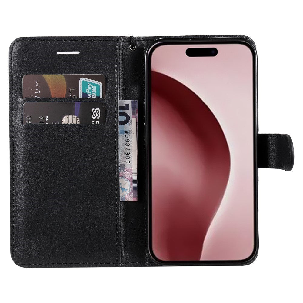 EIDERWOOD iPhone 16 Pro Kunstlæder Cover m- Pung og Strop - Sort