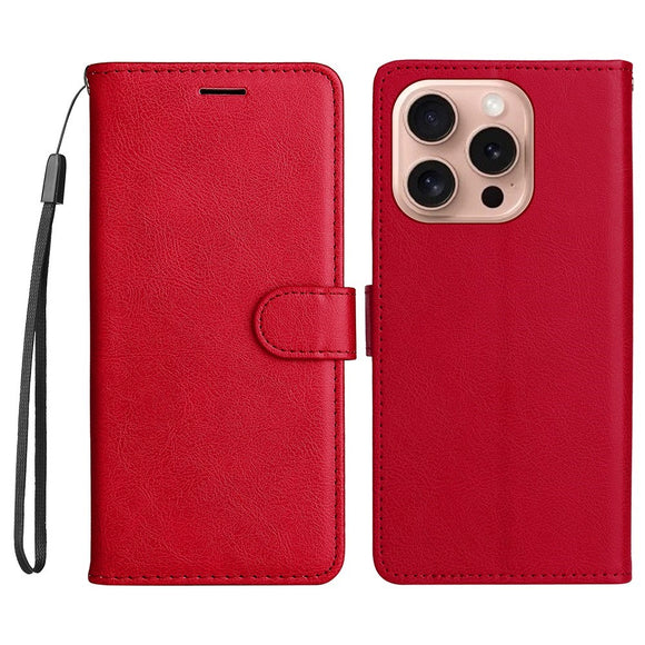 EIDERWOOD iPhone 16 Pro Kunstlæder Cover m- Pung og Strop - Rød