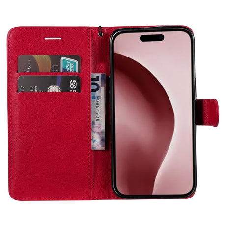 EIDERWOOD iPhone 16 Pro Kunstlæder Cover m- Pung og Strop - Rød