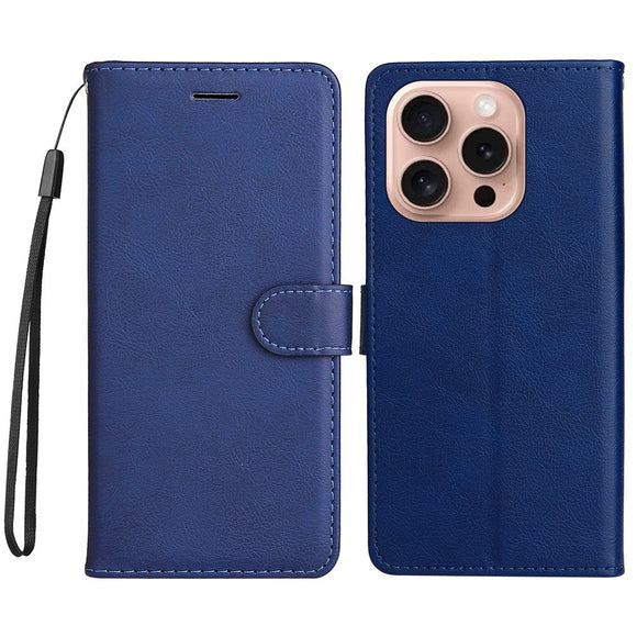 EIDERWOOD iPhone 16 Pro Kunstlæder Cover m- Pung og Strop - Blå