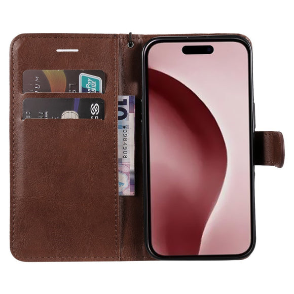 EIDERWOOD iPhone 16 Pro Kunstlæder Cover m- Pung og Strop - Brun