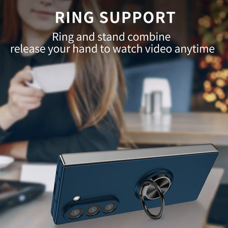 EIDERWOOD Samsung Galaxy Z Fold6 Plastik Cover m. Magnetisk Kickstand - Mørkeblå