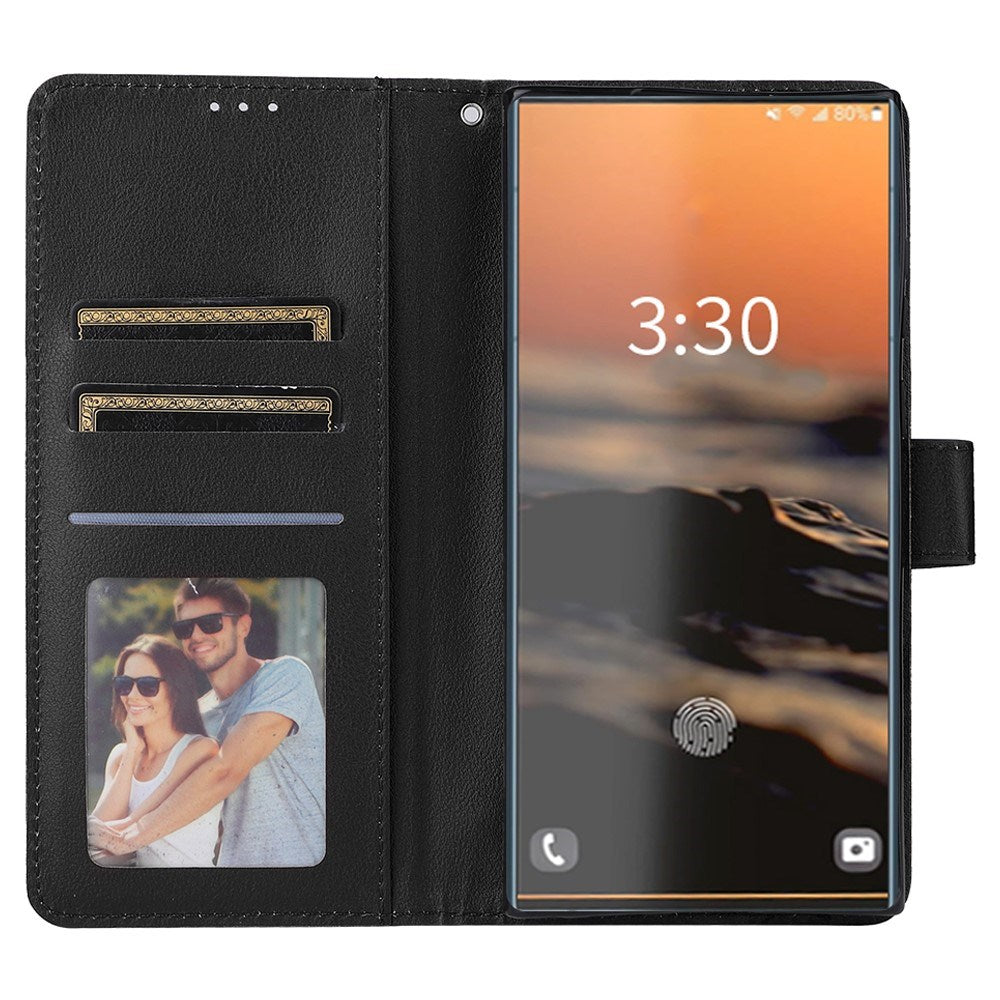 EIDERWOOD Samsung Galaxy S23 Ultra Blankt Kunstlæder Cover m. Pung & Ståfunktion - Sort