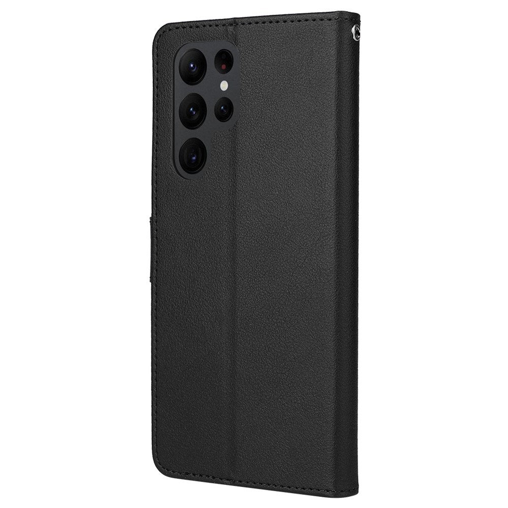 EIDERWOOD Samsung Galaxy S23 Ultra Blankt Kunstlæder Cover m. Pung & Ståfunktion - Sort